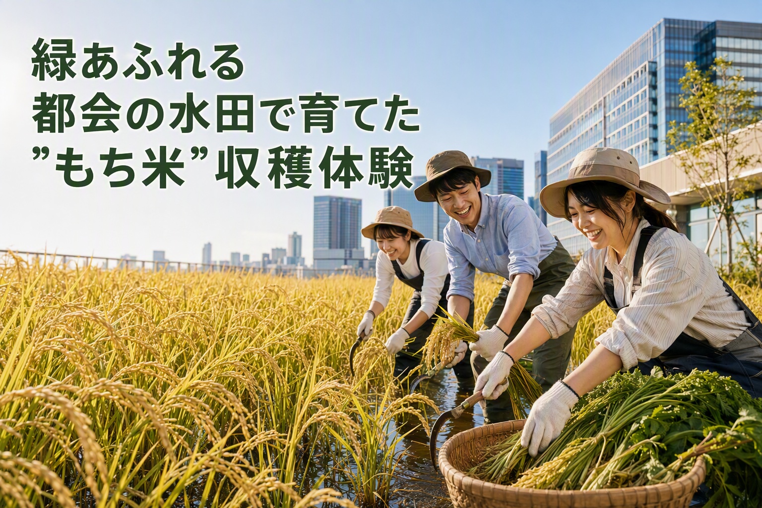 【3組ご招待！】緑あふれる都会の水田で育てた”もち米”収穫体験＠竹芝